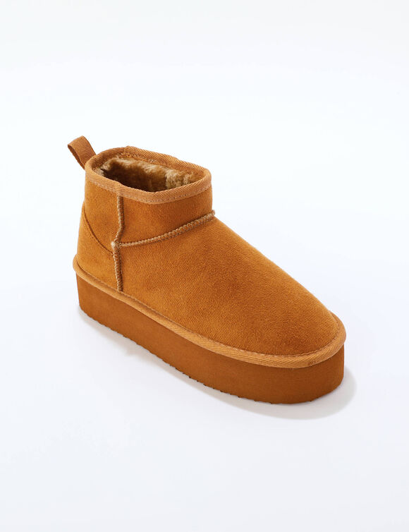 Boots fourrées, semelle plateforme (caramel) Boots fourrées, semelle plateforme (caramel)
